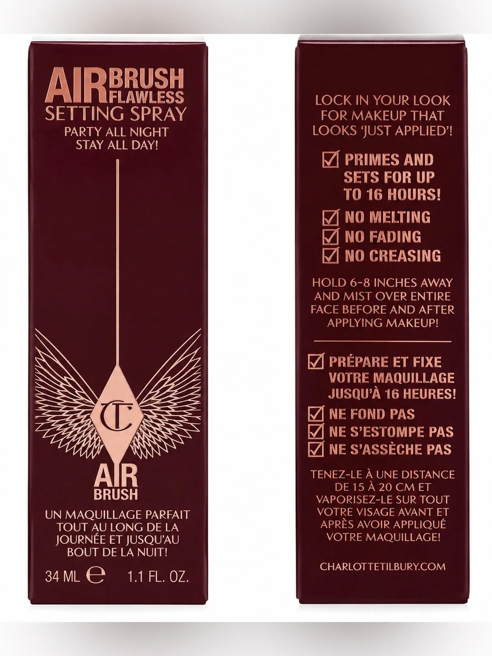 NWT Charlotte Tilbury Airbrush Flawless Setting Spray Travel Size 34mL